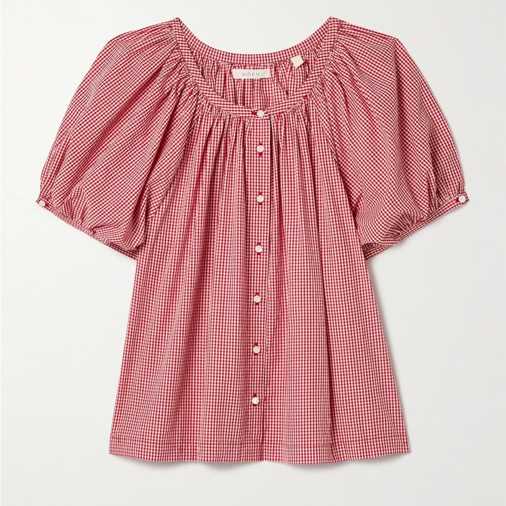 🆕 DOEN June Top in Cerise Paris Gingham